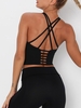 Soutien-gorge de Sport Croisé à Bretelles Spaghetti en Couleur Solide S Noir