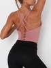 Soutien-gorge de Sport Croisé à Bretelles Spaghetti en Couleur Solide Xl Rose léger