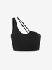 Soutien-gorge de Sport en Couleur Unie à Une Epaule M Noir