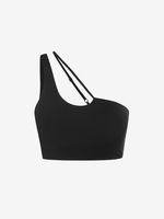 Soutien-gorge de Sport en Couleur Unie à Une Epaule M Noir