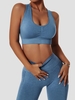 Soutien-gorge de Sport en Couleur Unie Croisé Au Dos M Bleu