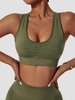 Soutien-gorge de Sport en Couleur Unie Croisé Au Dos S Vert profond