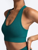 Soutien-gorge de Sport pour Femme en Couleur Unie M Vert profond