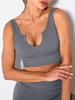 Soutien-Gorge de Sport Push-Up sans Couture à Décolleté Plongeant S Gris