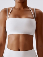Soutien-gorge de Sport Rembourré sans Couture à Bretelle à Col Halter S Blanc