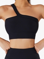 Soutien-gorge de Sport Respirant Tressé à Une Epaule à Dos Nu M Noir
