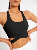 Soutien-gorge de Sport Yoga Croisé Au Dos Nageur M Noir