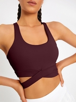Soutien-gorge de Sport Yoga Croisé Au Dos Nageur M Rouge foncé