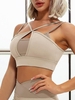 Soutien-gorge de Yoga de Sport Rembourré Séchage Rapide en Couleur Contrastée M Café lumière
