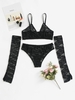 Soutien-gorge Lingerie en Dentelle avec Gants M Noir