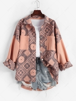 Surchemise Denim Usée Florale à Épaules Tombantes S Orange