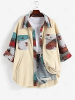 Surchemise en Molleton à Imprimé Aztèque Style Ethnique avec Poche S Multi b