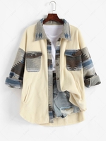 Surchemise en Molleton à Imprimé Aztèque Style Ethnique avec Poche S Multi c