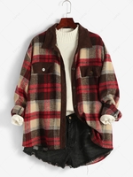 Surchemise Haute Basse à Carreaux Goutte Epaule en Flanelle Insérée S Rouge