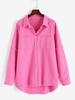 Surchemise Pull Haut Bas à Manches Raglan en Denim S Rose clair