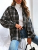 Surchemise Veste à Carreaux en Laine Mélangée avec Poche en Avant M Gris