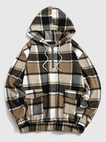 Sweat à Capuche à Carreaux à 1 / 4 Zip Xxl Café