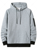 Sweat à Capuche à Carreaux Estampé avec Poche Devant et Manches Raglan Xxl Gris clair