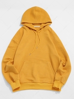 Sweat à Capuche à Goutte Epaule en Couleur Unie M Deep yellow