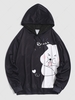 Sweat à Capuche à Imprimé Animal Mignon L Noir