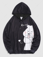 Sweat à Capuche à Imprimé Animal Mignon L Noir