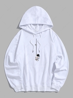 Sweat à Capuche à Imprimé Astronaute Mignon avec Poche Kangourou L Blanc