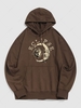 Sweat à Capuche à Imprimé Celestial Lune Soleil Graphique L Café profond