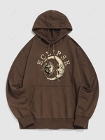 Sweat à Capuche à Imprimé Celestial Lune Soleil Graphique Xl Café profond