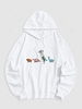 Sweat à Capuche à Imprimé Dinosaure Dessin Animé avec Poche Kangourou du Streetwear M Blanc
