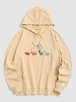 Sweat à Capuche à Imprimé Dinosaure Dessin Animé avec Poche Kangourou du Streetwear M Jaune clair