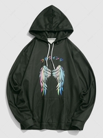 Sweat à Capuche à Imprimé Graphique Aile Colorée M Noir