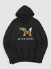 Sweat à Capuche à Imprimé Graphique Lettre Papillon Xxl Noir