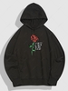 Sweat à Capuche à Imprimé Graphique Rose Fleur Texte Xxl Noir