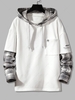 Sweat à Capuche à Imprimé Lettre à Carreaux Fausse Deux Pièces Xs Blanc