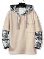 Sweat à Capuche à Imprimé Lettre à Carreaux Fausse Deux Pièces Xs Champagne