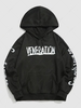 Sweat à Capuche à Imprimé Lettre à Doublure Contrastée en Laine du Streetwear 2xl Noir
