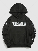 Sweat à Capuche à Imprimé Lettre à Doublure Contrastée en Laine du Streetwear 2xl Noir
