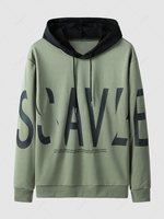 Sweat à Capuche à Imprimé Lettre en Blocs de Couleurs L Vert foncé de mer