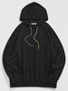 Sweat à Capuche à Imprimé Lettre et Slogan avec Poche en Avant S Noir