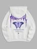 Sweat à Capuche à Imprimé Lettre Flamme Papillon en Laine Xl Blanc