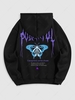 Sweat à Capuche à Imprimé Lettre Flamme Papillon en Laine Xl Noir