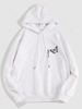 Sweat à Capuche à Imprimé Lettre Papillon avec Poche Kangourou 2xl Blanc
