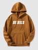 Sweat à Capuche à Imprimé Lettre Slogan en Laine Xxl Café