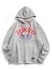Sweat à Capuche à Imprimé Lettre Tokyo Tennis Raquettes avec doublure en Polaire M Gris foncé