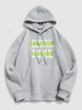 Sweat à Capuche à Imprimé Lettre Visage en Laine M Gris clair