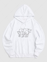 Sweat à Capuche à Imprimé Ligne de Vache L Blanc