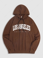 Sweat à Capuche à Imprimé Los Angeles avec Poche Kangourou L Café profond