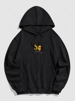 Sweat à Capuche à Imprimé Papillon 2xl Noir