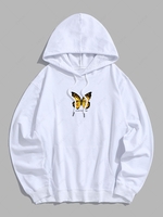 Sweat à Capuche à Imprimé Papillon L Blanc