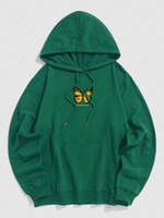 Sweat à Capuche à Imprimé Papillon L Vert profond